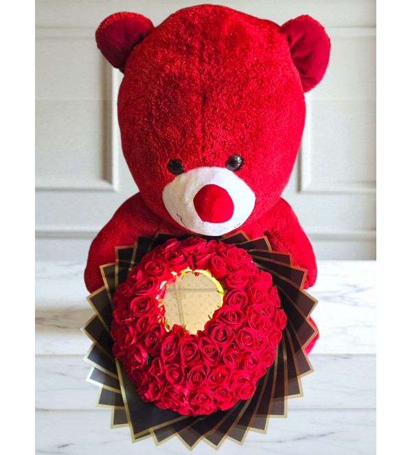 Ayılı Yapay Gül - 81'li Buket